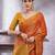 Rust ethnic motifs woven design linen blend sarees