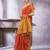 Rust ethnic motifs woven design linen blend sarees