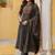 women ethnic motifs printed panelled mirror work  cotton kurta with trousers & with dupatta