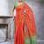 Orange women ethnic motifs linen blend designer saree