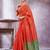 Orange women ethnic motifs linen blend designer saree
