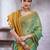 Teal women ethnic motifs linen blend paithani saree