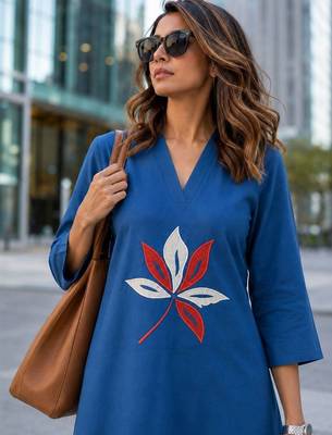 women embroidered thread work  cotton kurta with palazzos 3