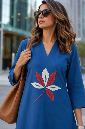 women embroidered thread work  cotton kurta with palazzos
