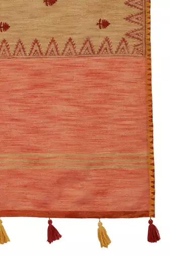 Mustard women ethnic motifs linen blend designer paithani saree