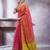 Pink ethnic motifs printed linen blend saree