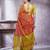 Pink ethnic motifs printed linen blend saree