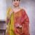 Pink ethnic motifs printed linen blend saree