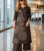 women ethnic motifs embroidered regular thread work  cotton kurta with palazzos