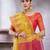 Yellow women ethnic motifs linen blend designer paithani saree