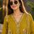 women mustard chanderi embroidered a-line kurta with trouser & dupatta
