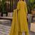 women mustard chanderi embroidered a-line kurta with trouser & dupatta