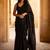 Black embellished  cotton khadi saree