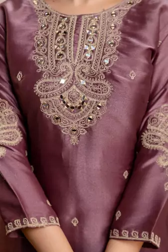women embroidered regular kurta with palazzos & with dupatta