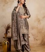 women embroidered regular kurta with palazzos & with dupatta