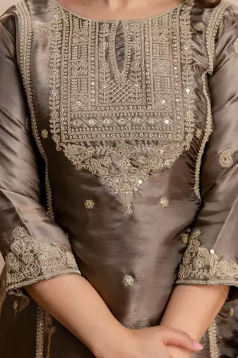 women embroidered regular kurta with palazzos & with dupatta