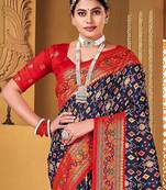 Navy blue woven design zari  patola saree