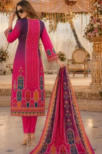 women ethnic motifs printed regular mirror work kurta with trousers & with dupatta