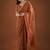 Brown ethnic motifs embroidered  georgette heavy work saree
