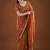 Brown ethnic motifs embroidered  georgette heavy work saree