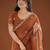 Brown ethnic motifs embroidered  georgette heavy work saree
