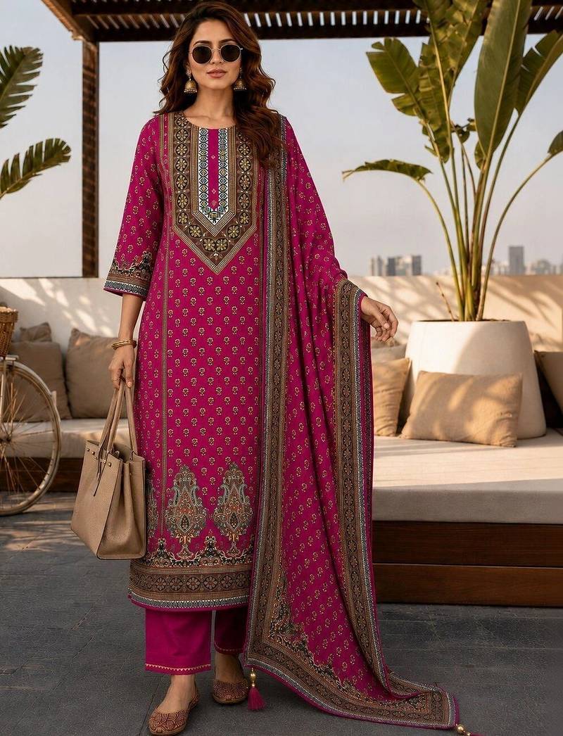 women ethnic motifs printed regular  silk kurta with palazzos & with dupatta