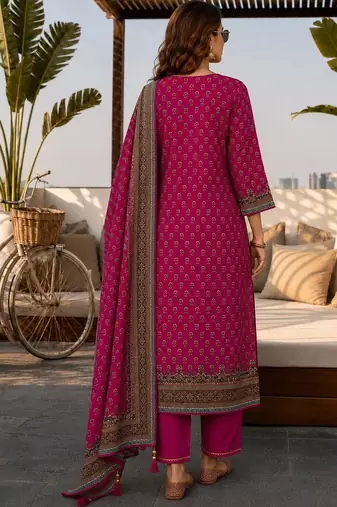 women ethnic motifs printed regular  silk kurta with palazzos & with dupatta