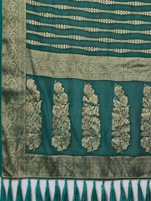 Teal teal striped  georgette zari kanjeevaram saree 5