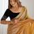Gold sequinned net designer saree