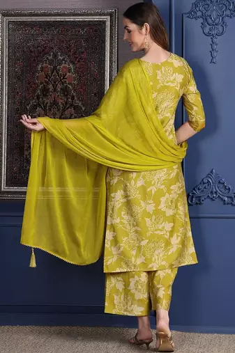 women floral printed kurta with palazzos & dupatta