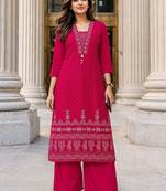women ethnic motifs printed regular  cotton kurta with palazzos