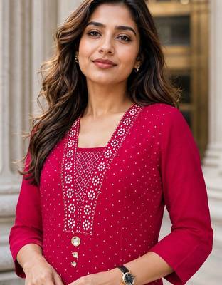women ethnic motifs printed regular  cotton kurta with palazzos 4