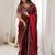 Maroon maroon embellished embroidered satin heavy work saree unstiched blouse
