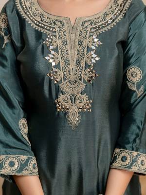 women embroidered regular kurta with palazzos & with dupatta 6