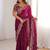 Pink embellished embroidered satin heavy work saree