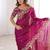 Pink embellished embroidered satin heavy work saree