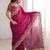 Pink embellished embroidered satin heavy work saree