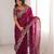 Pink embellished embroidered satin heavy work saree