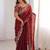 Maroon embellished embroidered satin heavy work saree