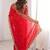 Red ethnic motifs embroidered satin heavy work saree