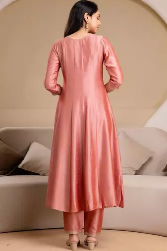 women ethnic motifs embroidered regular thread work  silk kurta with trousers & with dupatta