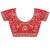 Red ethnic motifs embroidered satin heavy work saree