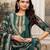 women ethnic motifs printed regular thread work kurta with palazzos & with dupatta