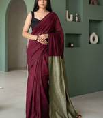 Maroon  cotton khadi saree