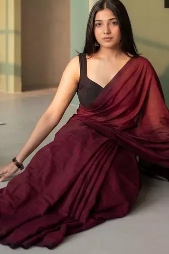 Maroon  cotton khadi saree