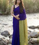 Navy blue  cotton khadi saree