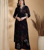 floral printed v-neck sequinned straight kurta with palazzos