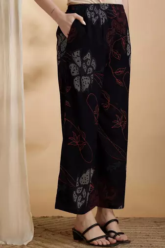 floral printed v-neck sequinned straight kurta with palazzos