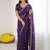 Purple ethnic motifs embroidered  georgette designer saree