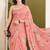 Peach abstract printed pure georgette ready to wear saree